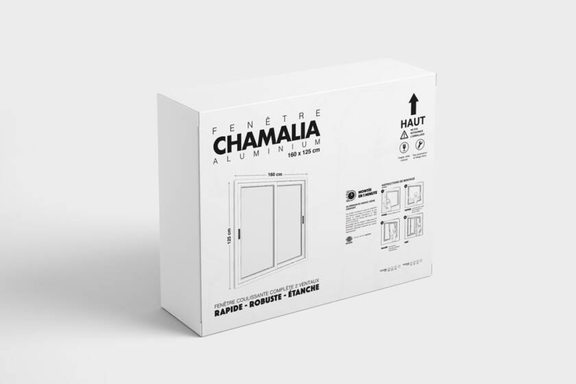 Minimalist packaging for windows brand side view