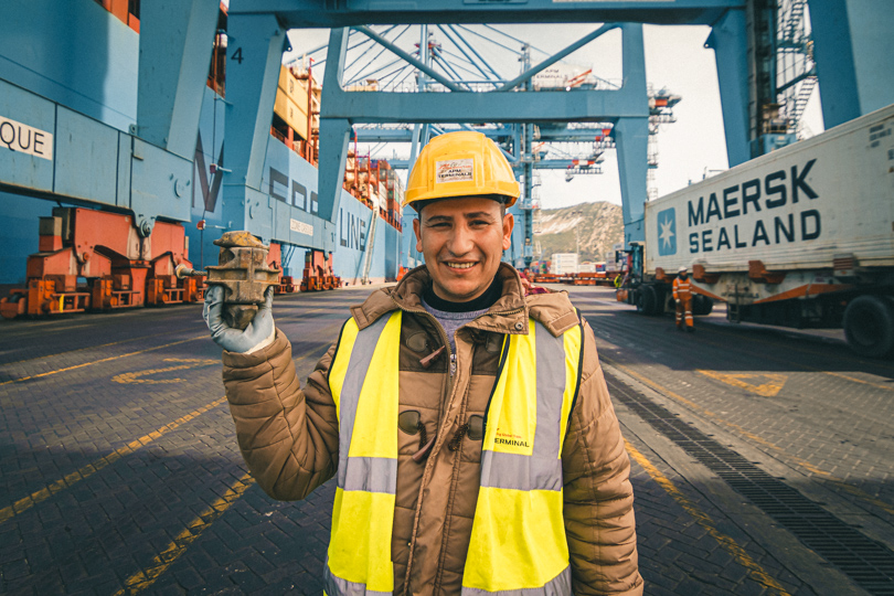Portrait Photography of APM Terminals docker at Tanger Med port