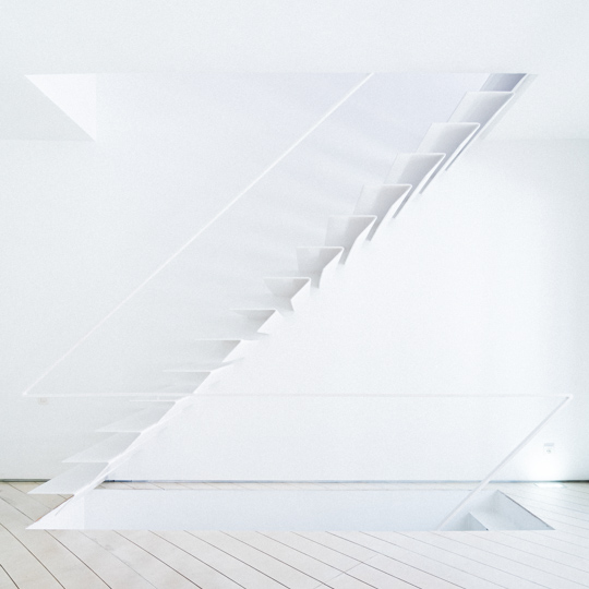 Design metal floating staircase at architects offices