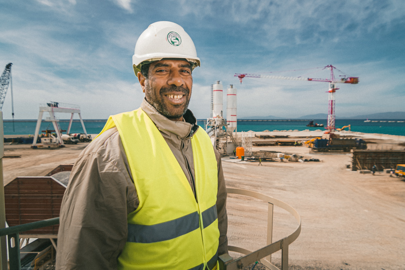 Portrait of Construction supervisor at Tanger Med 2 construction site