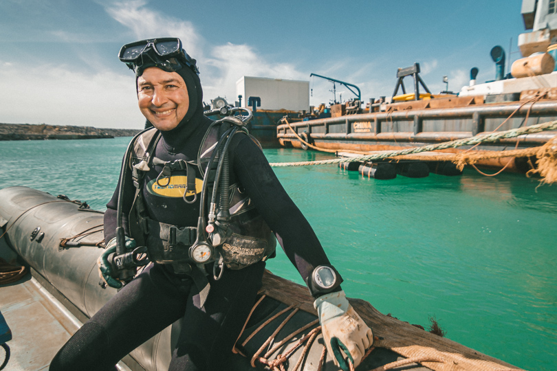 Portrait of Construction diver at Tanger Med 2 construction site