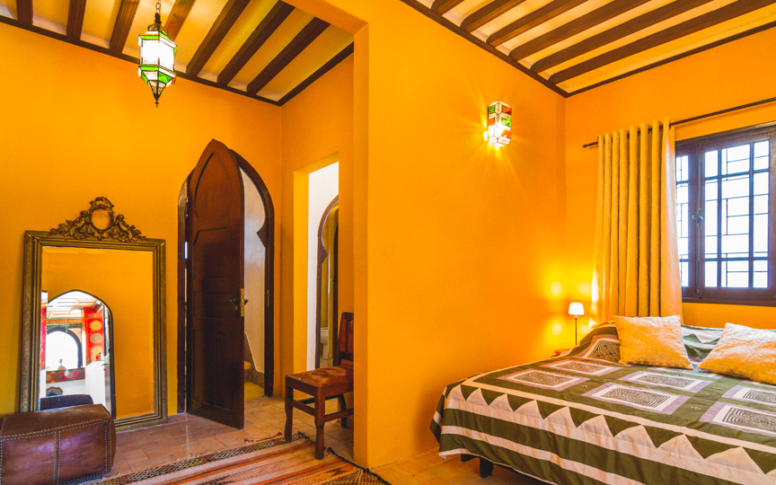 Interior Photography of a Yellow themed room with moroccan furniture