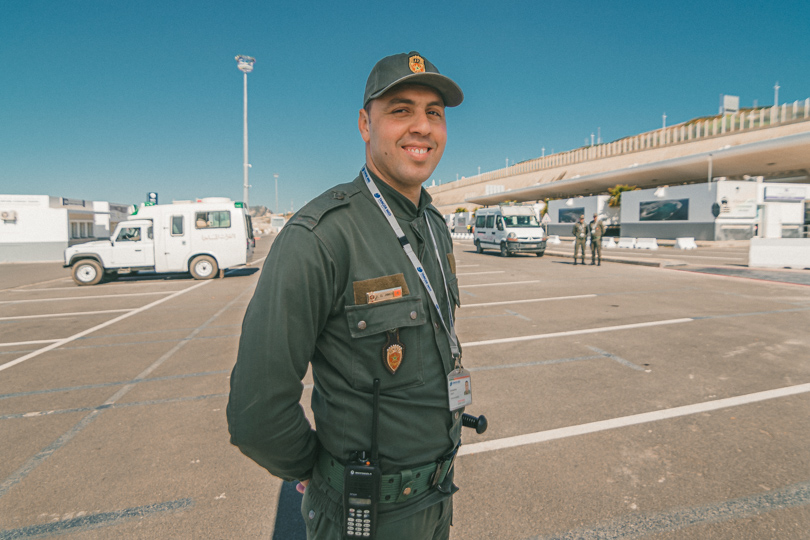 Portrait of moroccan auxiliary force officer at Tanger Med Port