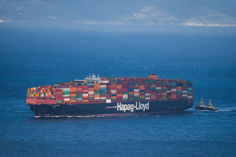 Hapag Lloyd cargo in the straight of Gibraltar