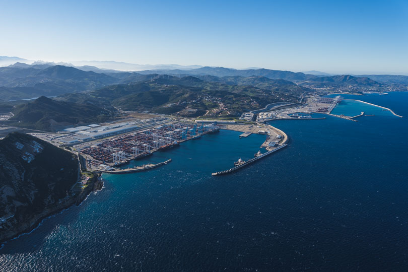 Aerial Photography of Tanger Med Port - view of the straight of gibraltar