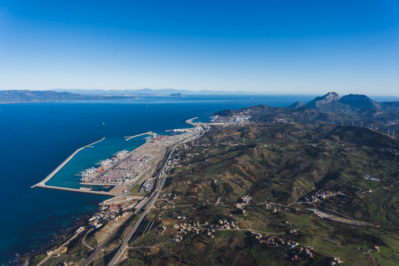 Aerial Photography Tanger Med Port - view of the straight of gibraltar