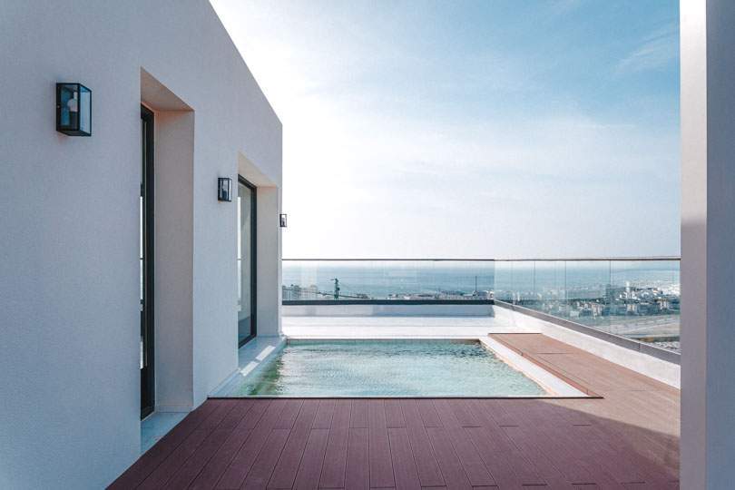 apartment building in tanger morocco - rooftop with pool sea vie